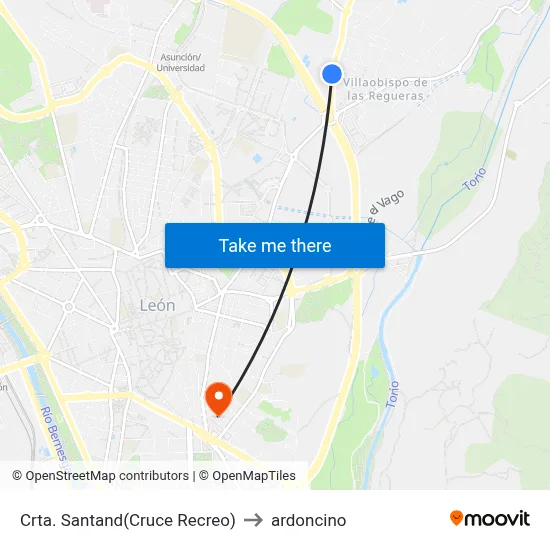 Crta. Santand(Cruce Recreo) to ardoncino map