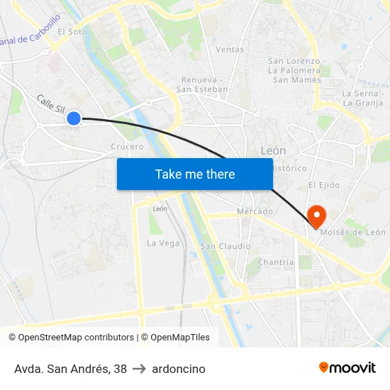Avda. San Andrés, 38 to ardoncino map