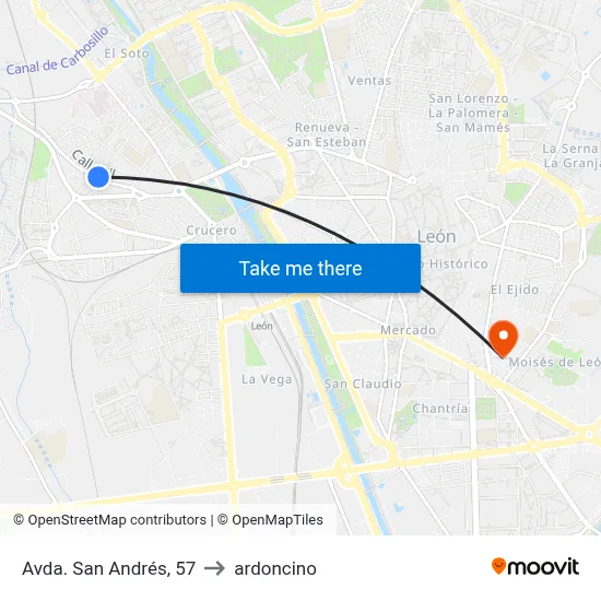 Avda. San Andrés, 57 to ardoncino map