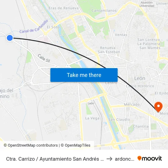 Ctra. Carrizo / Ayuntamiento San Andrés (Frente) to ardoncino map