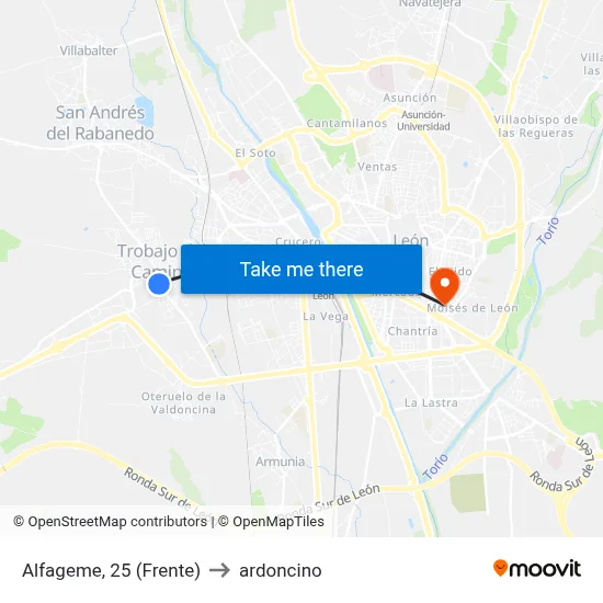 Alfageme, 25 (Frente) to ardoncino map