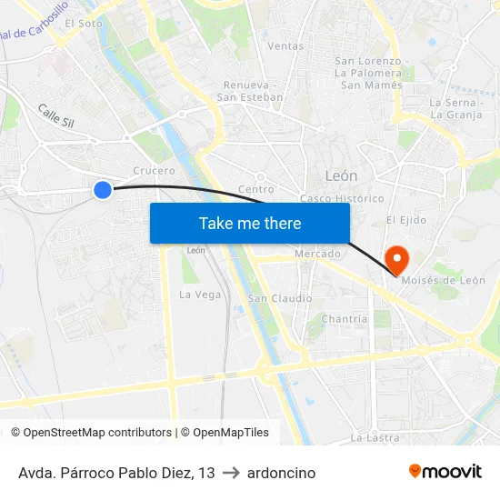 Avda. Párroco Pablo Diez, 13 to ardoncino map