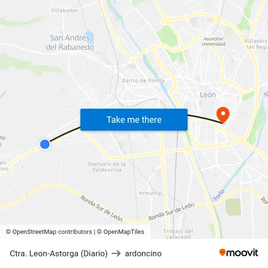 Ctra. Leon-Astorga (Diario) to ardoncino map