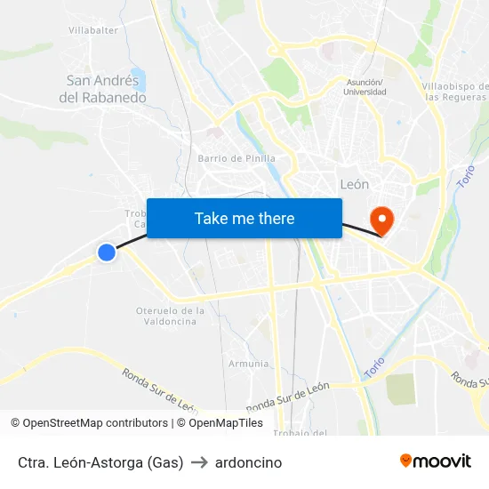 Ctra. León-Astorga (Gas) to ardoncino map
