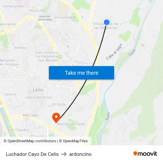 Luchador Cayo De Celis to ardoncino map