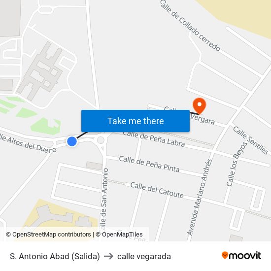 S. Antonio Abad (Salida) to calle vegarada map