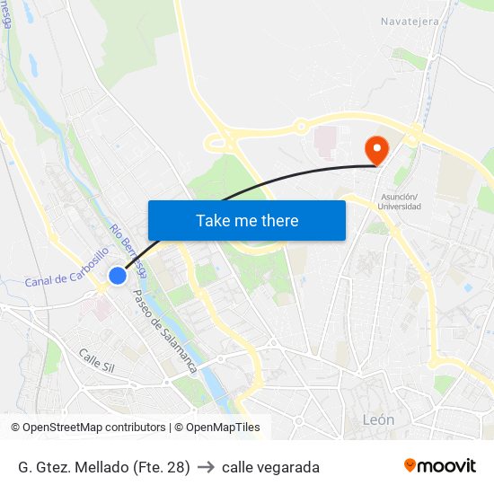 G. Gtez. Mellado (Fte. 28) to calle vegarada map