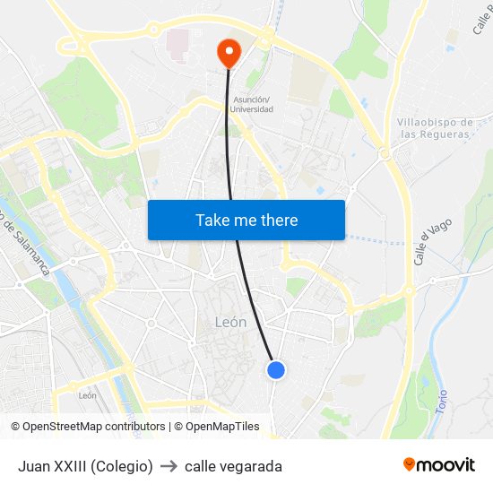 Juan XXIII (Colegio) to calle vegarada map