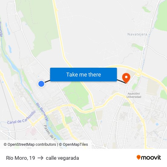 Río Moro, 19 to calle vegarada map