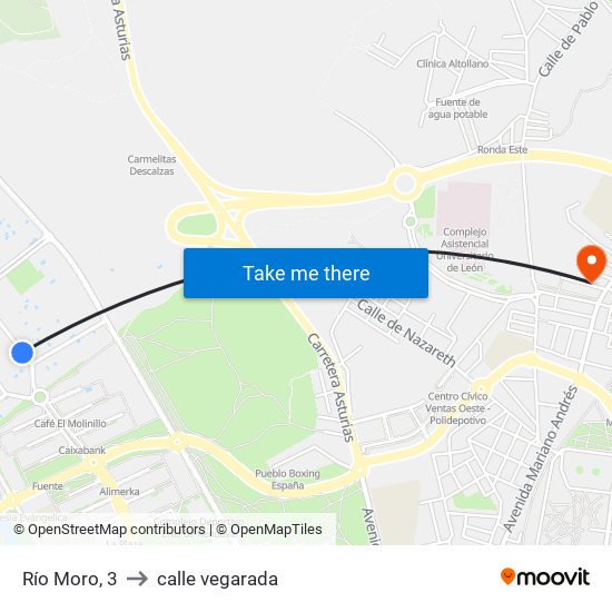 Río Moro, 3 to calle vegarada map