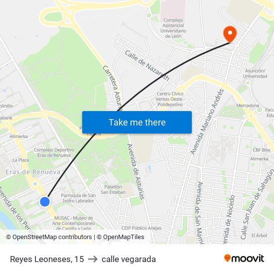 Reyes Leoneses, 15 to calle vegarada map