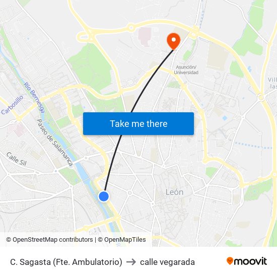 C. Sagasta (Fte. Ambulatorio) to calle vegarada map