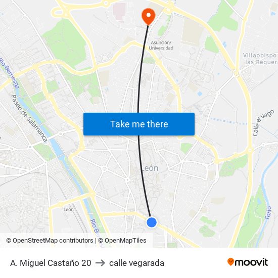 A. Miguel Castaño 20 to calle vegarada map