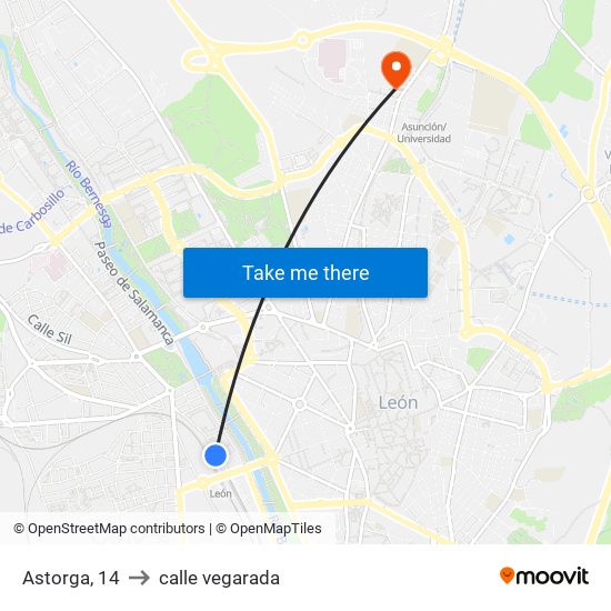 Astorga, 14 to calle vegarada map