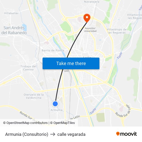 Armunia (Consultorio) to calle vegarada map