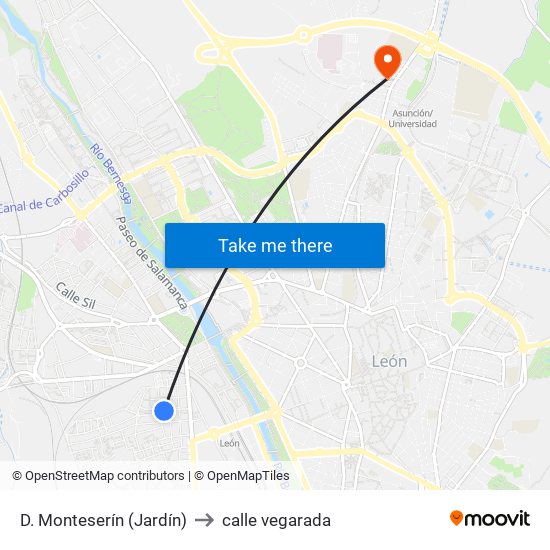 D. Monteserín (Jardín) to calle vegarada map