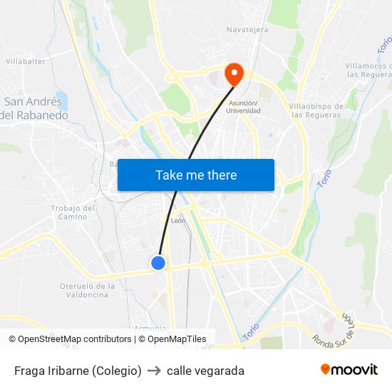 Fraga Iribarne (Colegio) to calle vegarada map