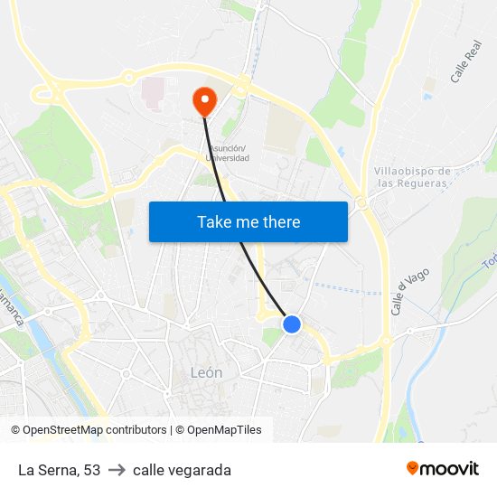 La Serna, 53 to calle vegarada map