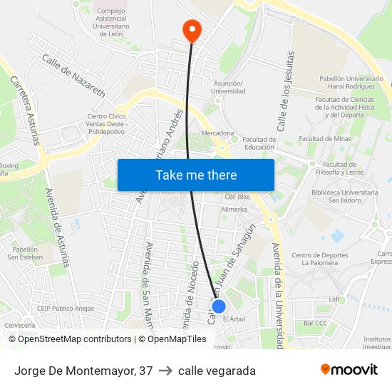 Jorge De Montemayor, 37 to calle vegarada map