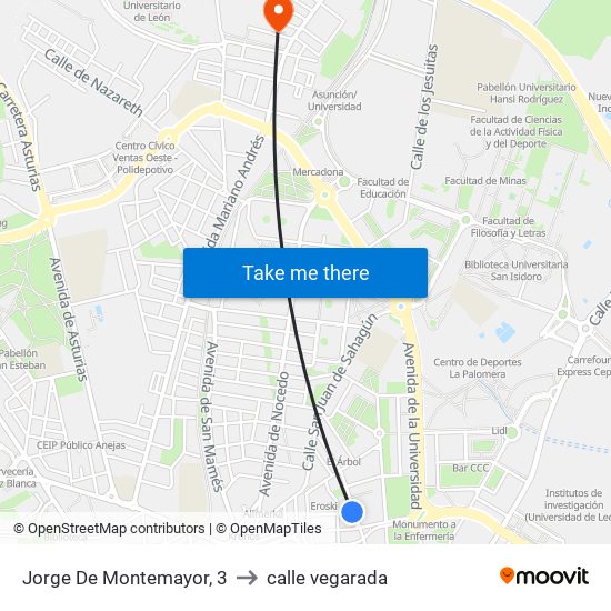 Jorge De Montemayor, 3 to calle vegarada map