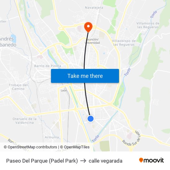 Paseo Del Parque (Padel Park) to calle vegarada map