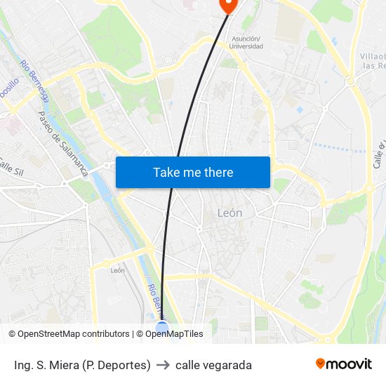 Ing. S. Miera (P. Deportes) to calle vegarada map