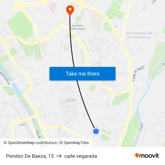 Pendón De Baeza, 13 to calle vegarada map