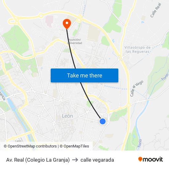 Av. Real (Colegio La Granja) to calle vegarada map