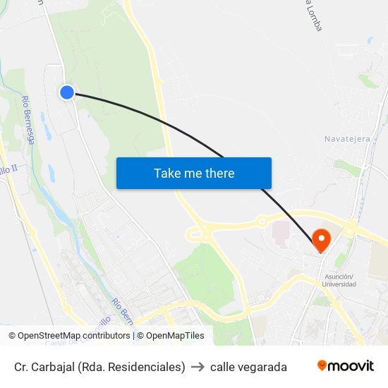 Cr. Carbajal (Rda. Residenciales) to calle vegarada map