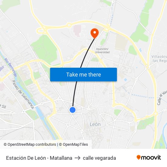 Estación De León - Matallana to calle vegarada map