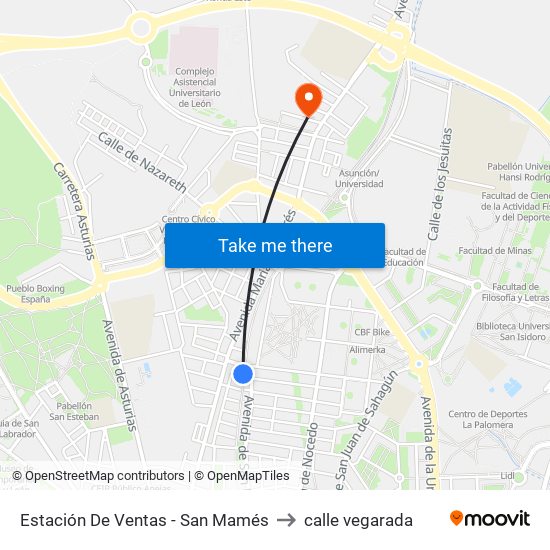 Estación De Ventas - San Mamés to calle vegarada map