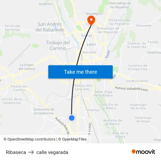 Ribaseca to calle vegarada map