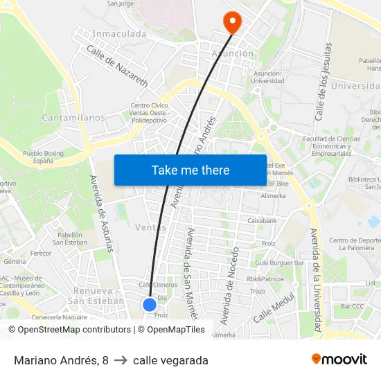 Mariano Andrés, 8 to calle vegarada map