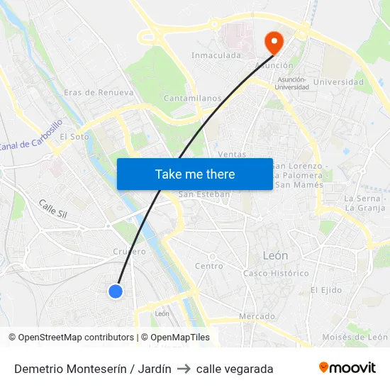 Demetrio Monteserín / Jardín to calle vegarada map