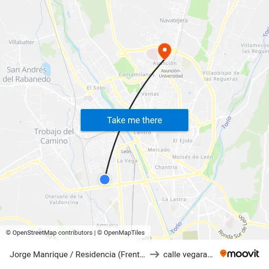 Jorge Manrique / Residencia (Frente) to calle vegarada map