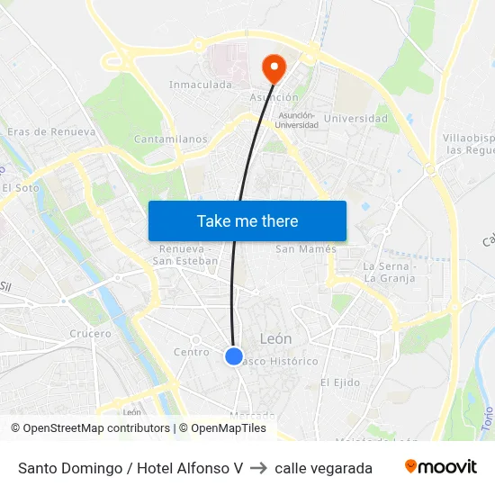 Santo Domingo / Hotel Alfonso V to calle vegarada map