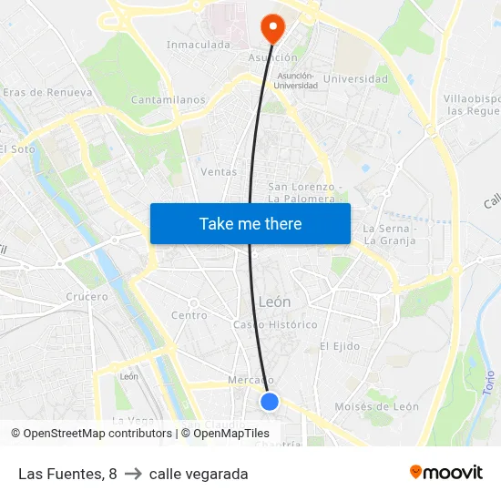 Las Fuentes, 8 to calle vegarada map