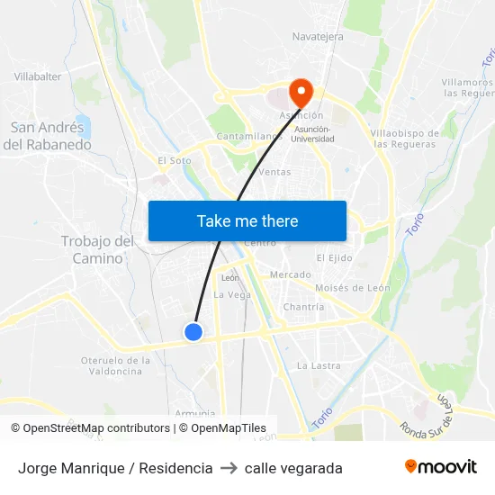 Jorge Manrique / Residencia to calle vegarada map