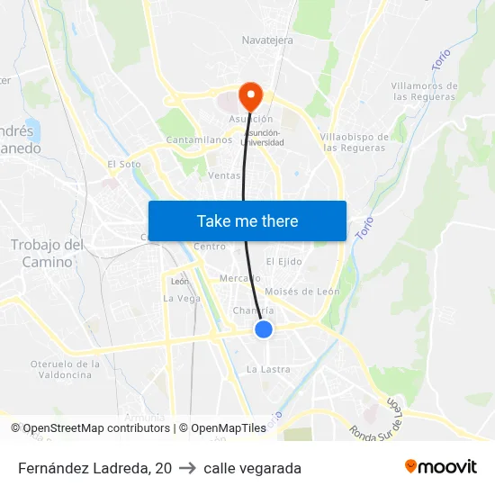 Fernández Ladreda, 20 to calle vegarada map