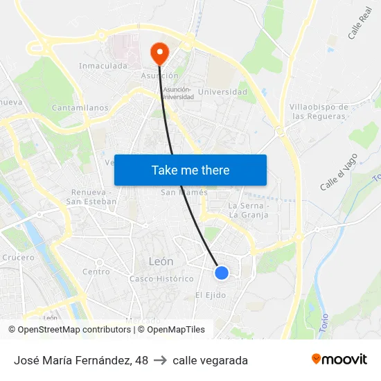 José María Fernández, 48 to calle vegarada map