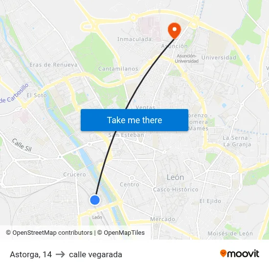 Astorga, 14 to calle vegarada map