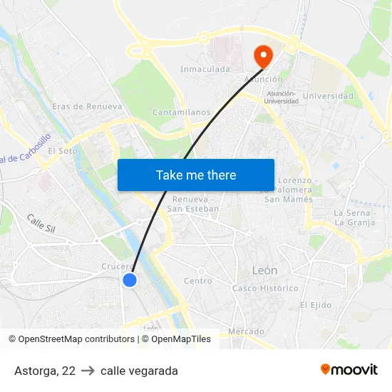 Astorga, 22 to calle vegarada map