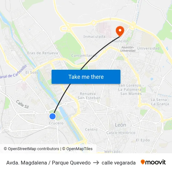 Avda. Magdalena / Parque Quevedo to calle vegarada map