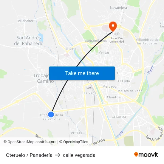 Oteruelo / Panadería to calle vegarada map