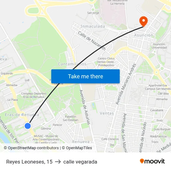 Reyes Leoneses, 15 to calle vegarada map