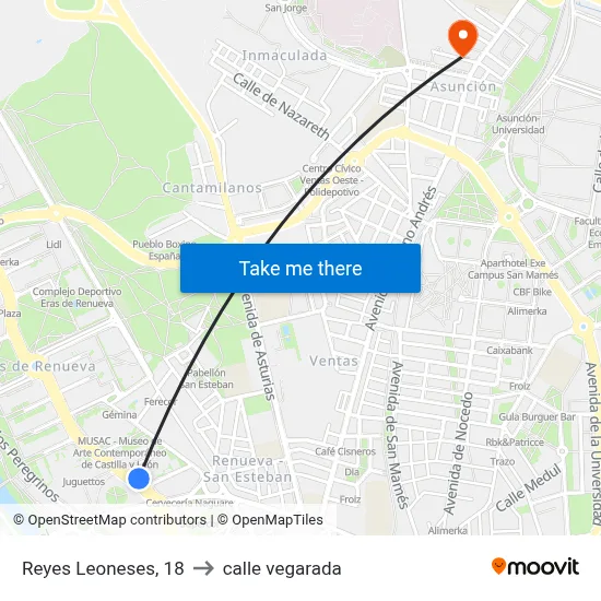 Reyes Leoneses, 18 to calle vegarada map