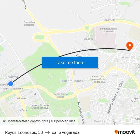 Reyes Leoneses, 50 to calle vegarada map