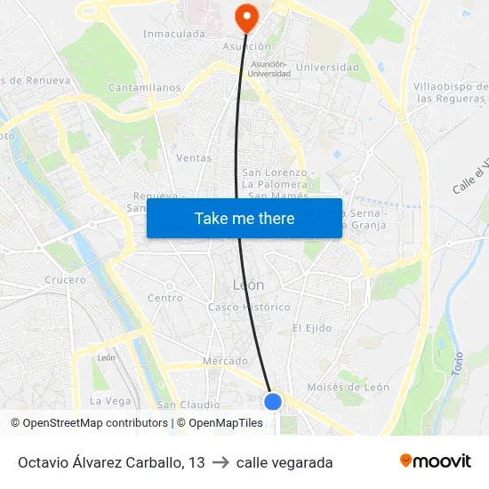 Octavio Álvarez Carballo, 13 to calle vegarada map