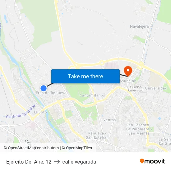 Ejército Del Aire, 12 to calle vegarada map