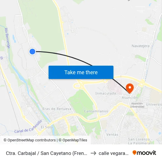 Ctra. Carbajal / San Cayetano (Frente) to calle vegarada map